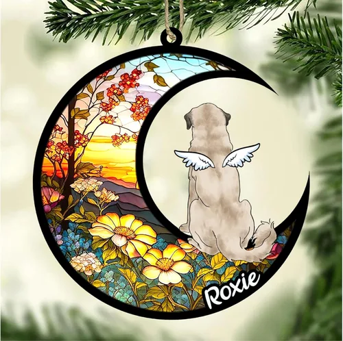 Vista 236 de LOVELYPOD Adorno de Navidad personalizado para perro Basset Hound (marrón) Basset Hound (marrón) adorno para atrapasoles de perro, razas de perros
