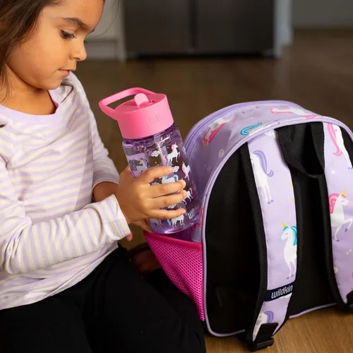 Vista 5 de Wildkin Botella de agua Tritan para niños de 16 onzas con tapa de popote a Unicornio