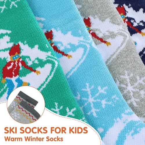 Vista 3 de American Trends Calcetines de lana para niños, calcetines gruesos y cálidos de invierno para niños, calcetines de esquí y snowboard