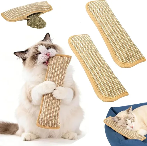 Vista 8 de Interactive Catnip Chew Toy for Indoor Cats, Refillable Sisal Catnip Kicker Pillow with Organic Catnips, Durable Teething & Scratching Toy for