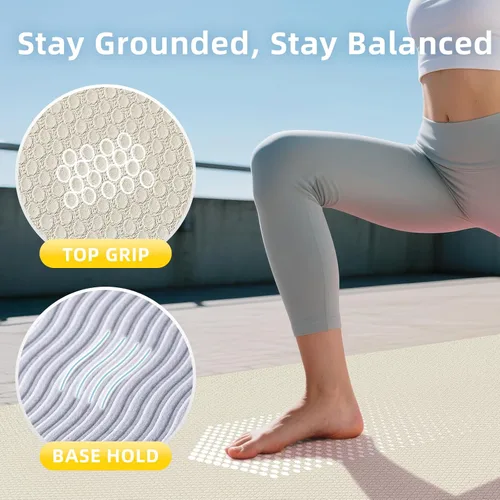 Vista 5 de Tapete de yoga extra grande – 72 x 48 pulgadas o 78 x 57 pulgadas, 1/4 a 1/2 pulgadas de grosor para mujeres y hombres, tapete de pilates