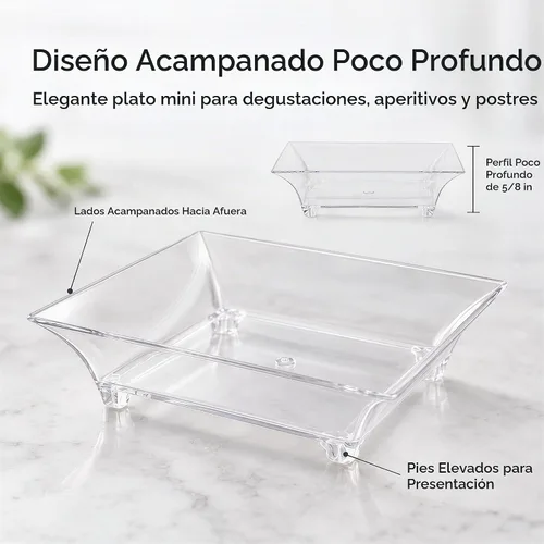 Vista 3 de Kingrol 150 platos pequeños para aperitivos, platos cuadrados de plástico transparente de 2.5 pulgadas, platos desechables de 1 onza para postres