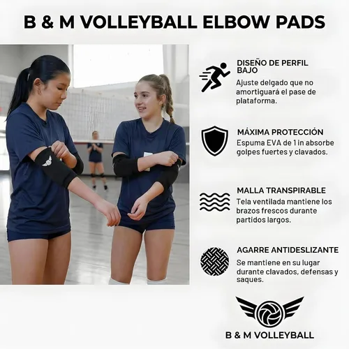 Vista 4 de Coderas de Voleibol - Protección de Alto Rendimiento, Espuma EVA de 10mm de Grosor en Dos Tallas para un Ajuste Seguro y Cómodo