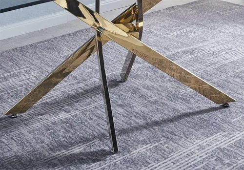 Vista 9 de Mesa de comedor moderna de vidrio de 51 pulgadas, mesa de cocina rectangular con mesa de vidrio templado de 0.39 pulgadas y patas de acero