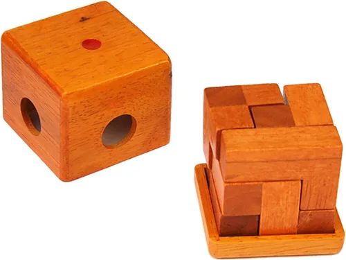 Vista 4 de Rompecabezas de madera en 3D, rompecabezas de madera para el cerebro, rompecabezas de escritorio de regalo, rompecabezas geométrico, intelectual