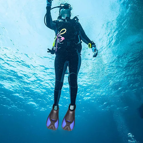 Vista 3 de Aletas de natación de entrenamiento - Aletas de natación de hoja corta, diseño hidrodinámico ligero Aletas de esnórquel para principiantes