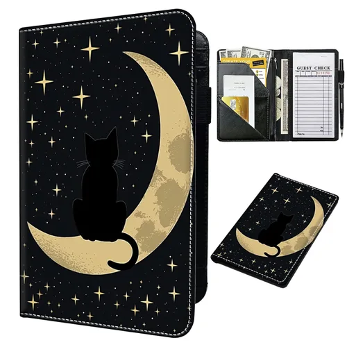 Vista 19 de Libro para camarera con bolsillo con cremallera, de piel sintética, lindo libro para camarera, libros de servidor, restaurante, soporte para cheques