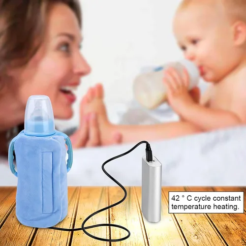 Vista 5 de Calentador portátil de alimentos para bebés, calentador de biberones, calentador de biberones para leche materna y fórmula, calentador de leche USB