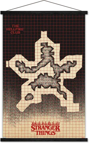 Vista 8 de Trends International Netflix Stranger Things: Season 4 - Póster de pared con mapa de Hellfire Club, 14.725 x 22.375 pulgadas, versión enmarcada