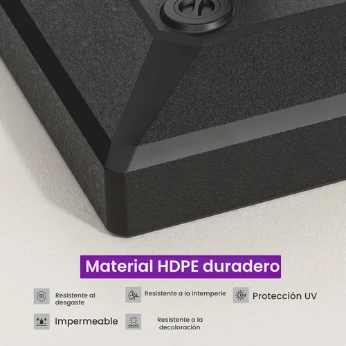 Vista 7 de PURPLE LEAF Base de sombrilla para mercado al aire libre con asa, soporte ponderado rellenable de 250 libras, 4 ruedas de polietileno de alta