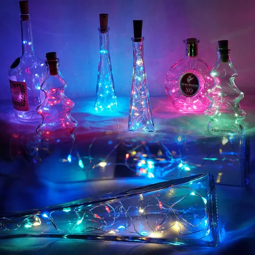 Vista 2 de Luces para Botellas Paquete de 12, 20 LEDs Luces de Corcho para Botellas de Vino con Batería (Incluida) Mini Luces de Cadena de Hadas