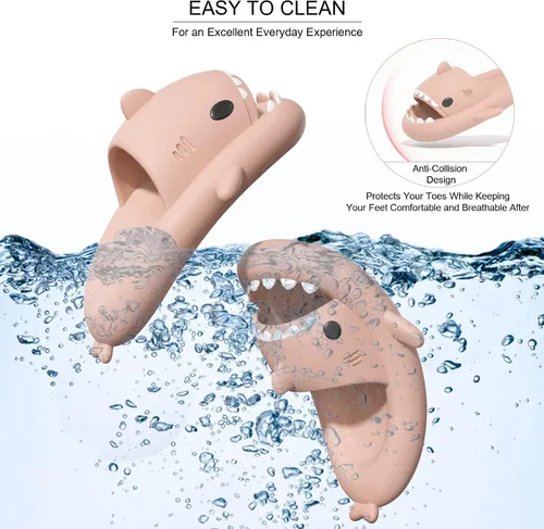 Vista 5 de EECH Sandalias de tiburón Cloud para niños y niñas, bonitas pantuflas para niños grandes, suela gruesa mejorada, sandalias de tiburón