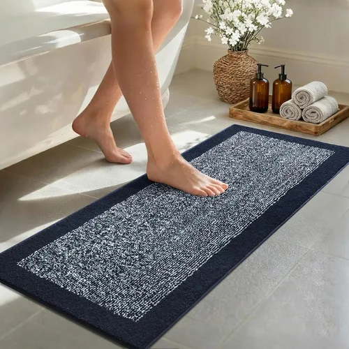 Vista 79 de Alfombras de baño de 17 x 24 pulgadas, antideslizantes, lavables, color gris, para bañera, tapete de baño para baño, tapete suave y absorbente