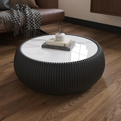 Vista 10 de Mesa de centro moderna, mesa de té central circular de 15.75 pulgadas, mesa de cóctel, mesas de centro redondas cilíndricas para sala de estar