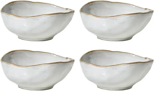 Vista 15 de Serene Spaces Living Juego de 4 cuencos de cerámica esmaltada extra pequeños con borde de forma libre, centro de mesa para bodas vintage, eventos