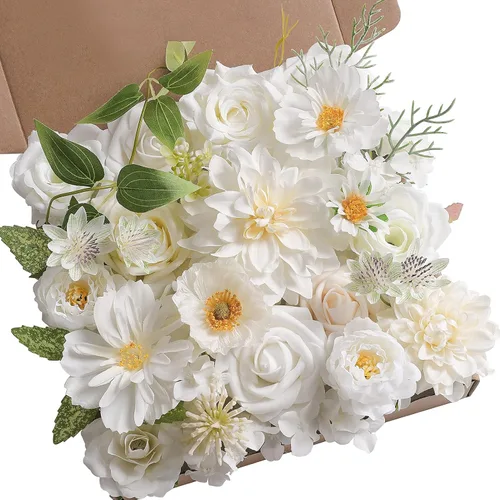 Vista 27 de Serra Flora Caja Combo de Flores Artificiales para Ramos de Boda DIY, Centros de Mesa, Arreglos, Despedida de Soltera, Fiesta, Decoraciones