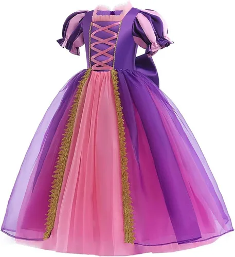 Vista 25 de Disfraz de princesa Sofía Rapunzel para niñas, disfraz de Halloween, Navidad, cumpleaños, fiesta con accesorios