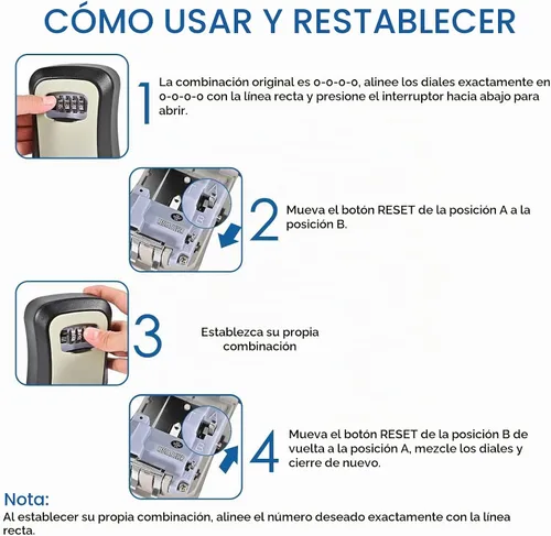 Vista 6 de Caja de bloqueo de llaves GIVERARE, caja de bloqueo de combinación de 4 dígitos de aleación de aluminio, escondedor de llaves de metal impermeable