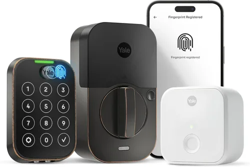 Vista 19 de Yale Assure Lock 2 Touch - Cerradura de puerta de entrada inteligente con llave de níquel satinado con teclado de pantalla táctil conectado
