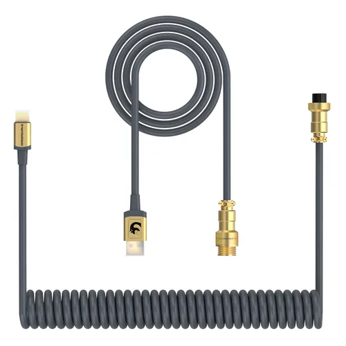 Vista 18 de ZIYOU LANG Cable de teclado C01 personalizado en espiral USB C a un cable Negro
