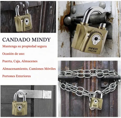 Vista 6 de Mindy Candado con llave resistente al agua de 2.362 in con 4 llaves