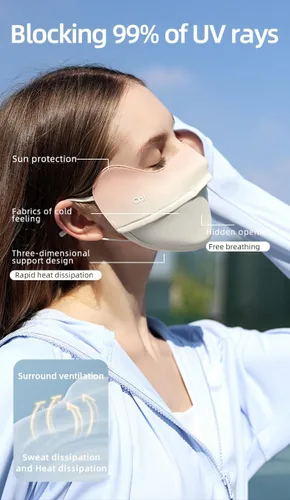 Vista 6 de UV Face Covering UPF 50+ Women Breathable Mask Sun Protection Reusable Outdoor