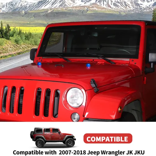 Vista 6 de Moldura decorativa de goma para capó del motor compatible con Jeep Wrangler JK JKU 2007-2018 (azul)