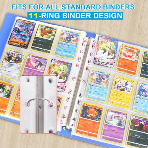 Vista 3 de ABLY 540 bolsillos de doble cara para tarjetas intercambiables, 9 bolsillos, protectores de tarjetas de juego de plástico transparente