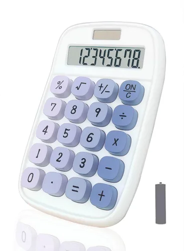 Vista 13 de Calculadora linda, calculadora mecánica (rosa) Pantalla LCD grande Pantalla de inclinación de 8 dígitos y botón grande para profesores estudiantes