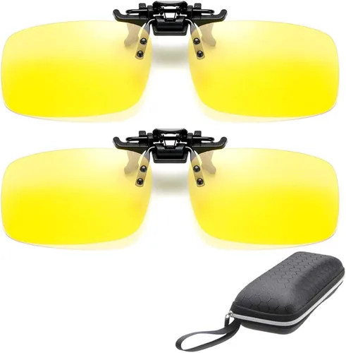 Vista 8 de ZYZH 2x Polarized Clip On Sunglasses Flip Up Fit Over Night Vision Glasses Anti Glare Men Women Driving Sports with Box