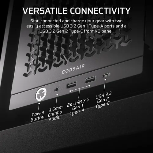 Vista 8 de [Usado] CORSAIR 4000D RS Frame Modular de alto flujo de aire para torre media de PC – 3 ventiladores CORSAIR RS – Sistema de montaje de ventilador