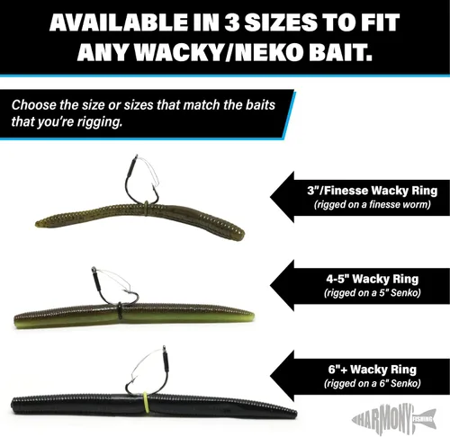 Vista 3 de (100pk) – O-Rings for Wacky Rigging Senkos/Worms/Soft Stickbaits – Bait Saver Orings for Senko Worm – Save Your Baits from Tearing While Wacky Neko