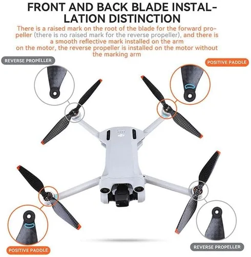 Vista 5 de Coyktonty - Hélice de fibra de carbono para DJI Mini 3 Pro/Mini 4 Pro, pequeños accesorios de hélice de bajo ruido (8 unidades)