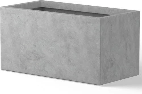 Vista 48 de Kante Macetero rectangular de hormigón de 23.2 pulgadas de largo, macetas grandes para interiores y exteriores con orificio de drenaje y tapón