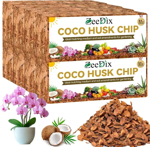 Vista 9 de Zeedix Paquete de 2 chips de cáscara de coco para plantas, mantillo de chips de coco 100% orgánico con bajo equilibrio de EC y PH, multiuso