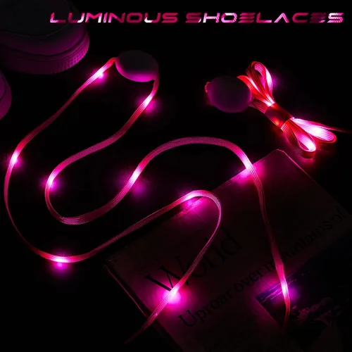 Vista 4 de Syhood Cordones de zapatos con luz LED de nailon LED con cordones de zapatos intermitentes para recuerdos de fiesta, baile de hip-hop