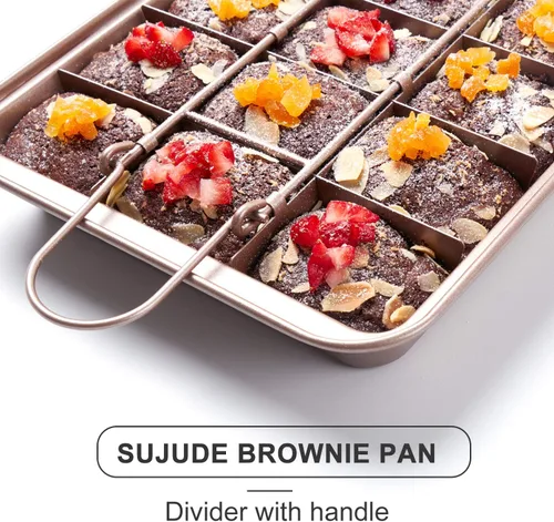 Vista 2 de Sartén para brownie con divisores antiadherentes para brownies, haz 18 brownies precortados a la vez, bandeja para hornear brownie individual