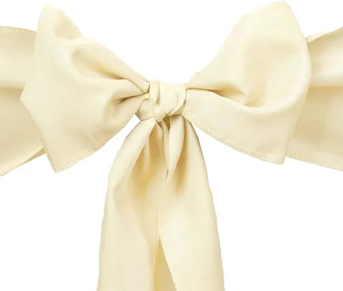 Vista 6 de Efavormart 5 piezas de fajas para sillas de poliéster color beige con lazos para decoración de sillas en bodas, eventos, suministros para decoración