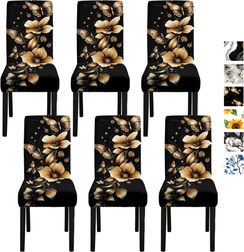 Vista 42 de ANNA QUEEN Juego de 6 fundas para sillas de comedor y cocina, fundas elásticas lavables para sillas de comedor, decoración elegante del hogar
