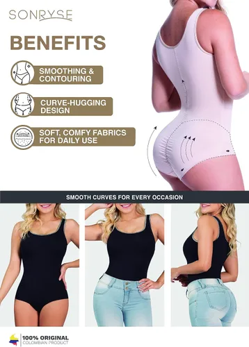 Vista 5 de Sonryse Body sin costuras para mujer, con control de abdomen, moldeador de cuerpo, camiseta sin mangas
