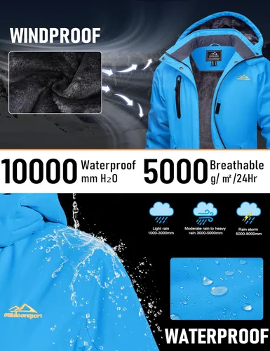 Vista 3 de MAGCOMSEN Abrigos de invierno para mujer, impermeables, aislados, para nieve, esquí, capucha, forro polar, cálido, montaña, snowboard, cortavientos