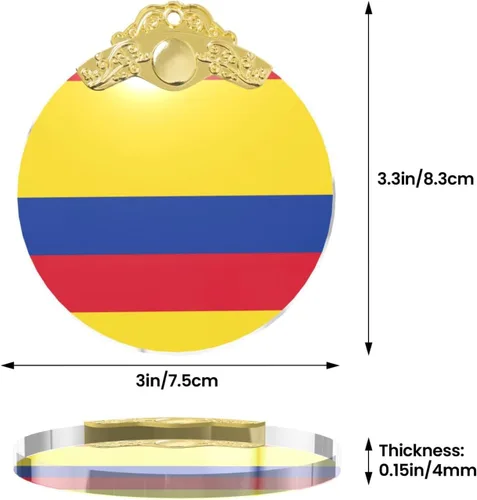 Vista 4 de Bandera de Colombia imprimir cristal redondo adorno de Navidad, colgante de cristal, decoración del árbol de Navidad o regalo