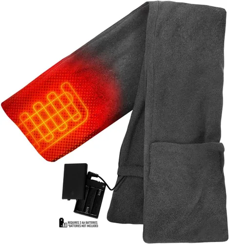 Vista 3 de ActionHeat Bufanda calentada con batería AA para calefacción de cuello, envoltura de forro polar de poliéster con bolsillos
