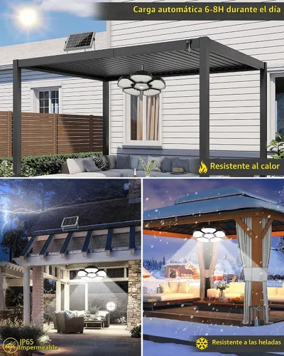 Vista 6 de T-SUN Luz Solar para Cobertizo Interior y Exterior, 1200LM 156LED Luz Colgante con Sensor de Movimiento con 5 Modos de Iluminación y Control Remoto