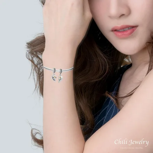 Vista 3 de Abalorio colgante para madre e hijamadre e hijo con forma de corazón, luna y estrella, compatible con pulseras Pandora