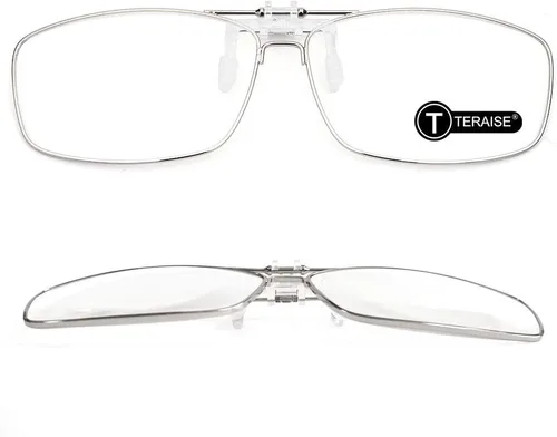 Vista 9 de TERAISE Gafas de lectura con clip con función abatible, marco completo de metal, clip en gafas graduadas, diseñadas para la miopía, lectores de moda