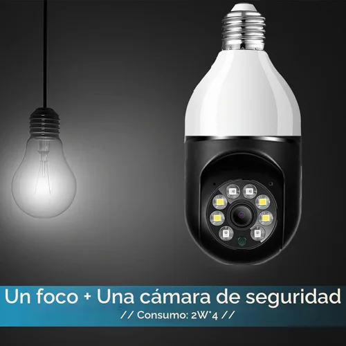 Vista 4 de Cámara de bombilla, cámaras de seguridad para el hogar 5G, cámara PTZ WiFi con conector de bombilla E27, audio bidireccional