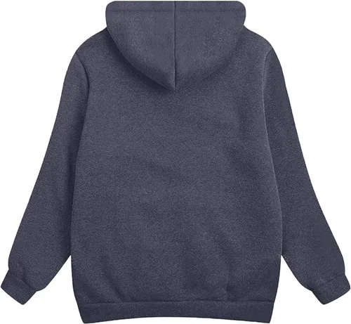 Vista 8 de Sudaderas con capucha para mujer, con forro de sherpa, con cremallera completa, talla grande, casual, holgada, con bolsillos