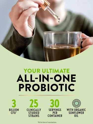 Vista 4 de Nature's Truth Raw Flora USDA Probiótico líquido orgánico Formulado por médicos 25 mil millones de cepas vivas Suplemento vegano y sin gluten