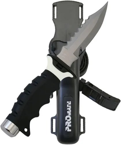 Vista 6 de Promate KF510-Negro, cuchillo de buceo de acero inoxidable con punta afilada